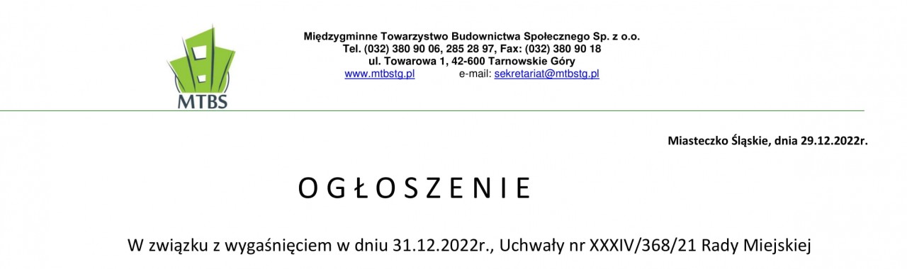 Zmiana stawki za wodę i odprowadzanie ścieków w  Miasteczku Śląskim od 01.01.2023r.